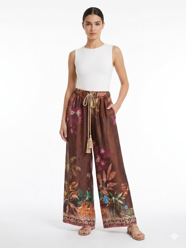 Tropical Print Palazzo Pants